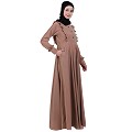 Umbrella abaya with frills- Beige